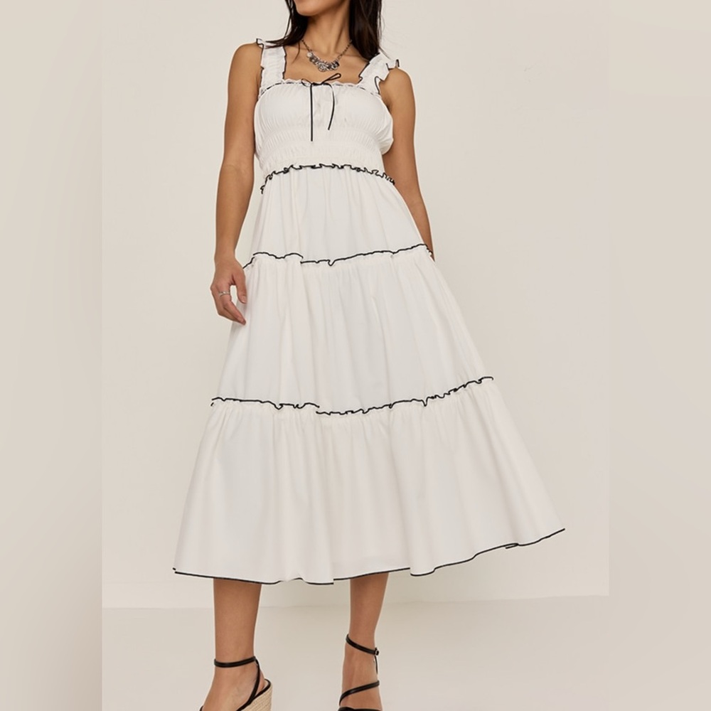 Francesca's Collections Black and White Tiered Sundress